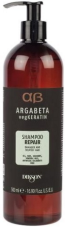 Шампунь для ослабленных и химически обработанных волос с гидролизированными протеинами риса и сои (Растительный Кератин) -  Dikson Argabeta vegKeratin Repair Shampoo